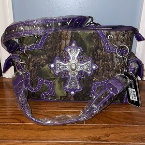 Camo and purple 3 piece purse set